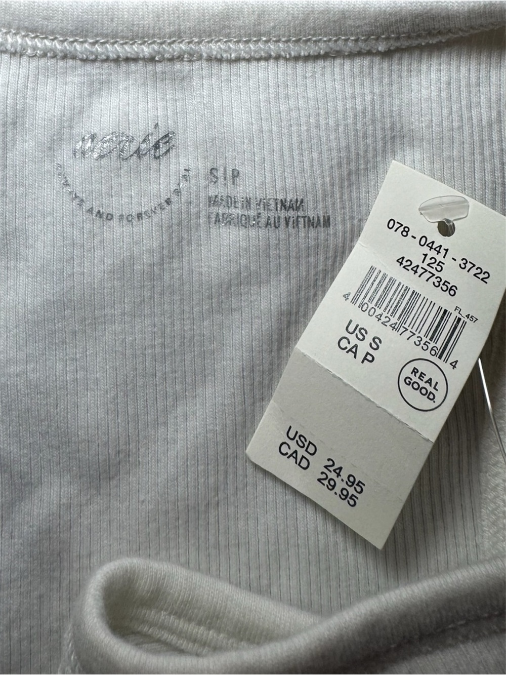 aerie White Ribbed Tank Top Clover Embroidery Size Small NWT - Picture 2 of 5